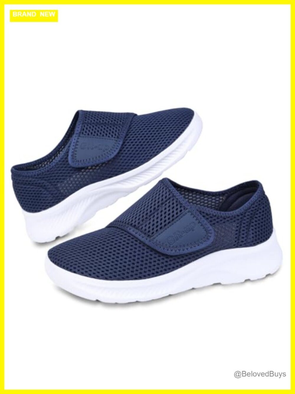 Diabetic Wide Width Walking Shoes Breathable Mesh Hook & Loop Sneakers
